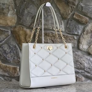 Michael Kors Serena Large White Shoulder Tote Bag